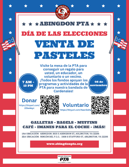 Election Day Bake Sale flyer in Spanish