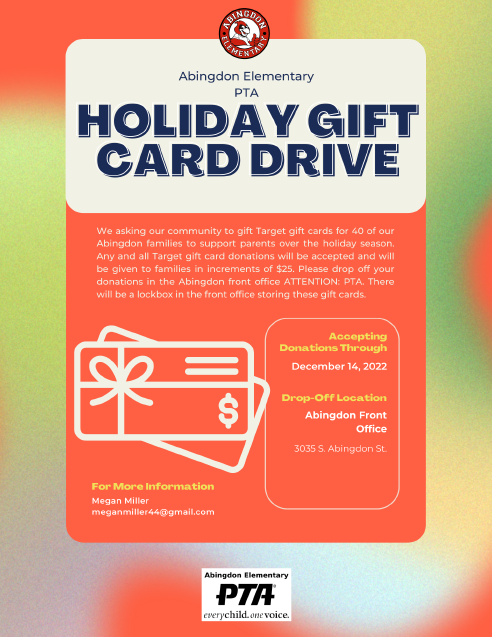 Holiday Gift Card Drive flyer