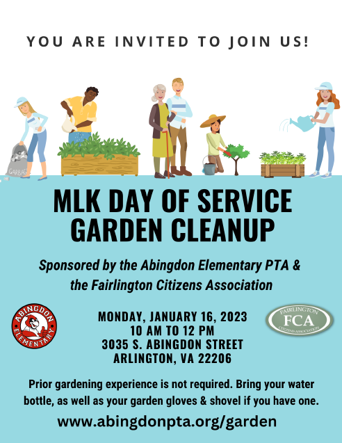 Abingdon Community Garden Cleanup flyer in English
