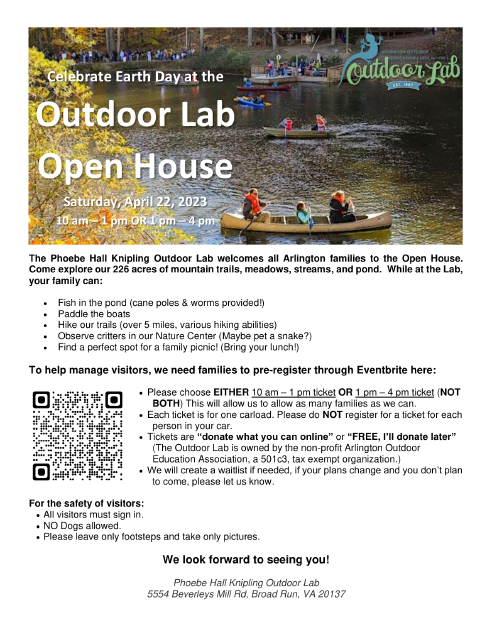 Outdoor Lab Open House flyer