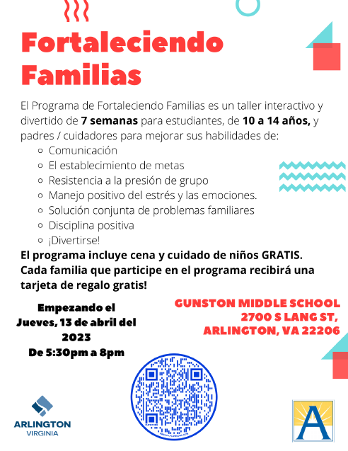 Strengthening Families flyer in Spanish