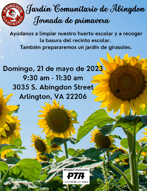 Garden workday flyer in Spanish