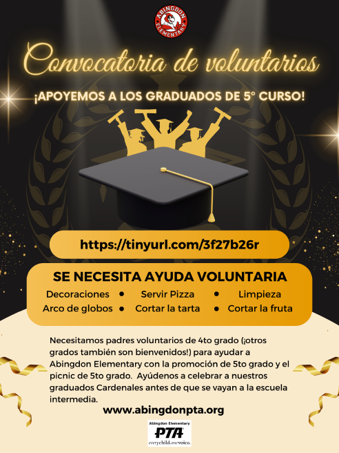 Graduation Volunteers flyer in Spanish