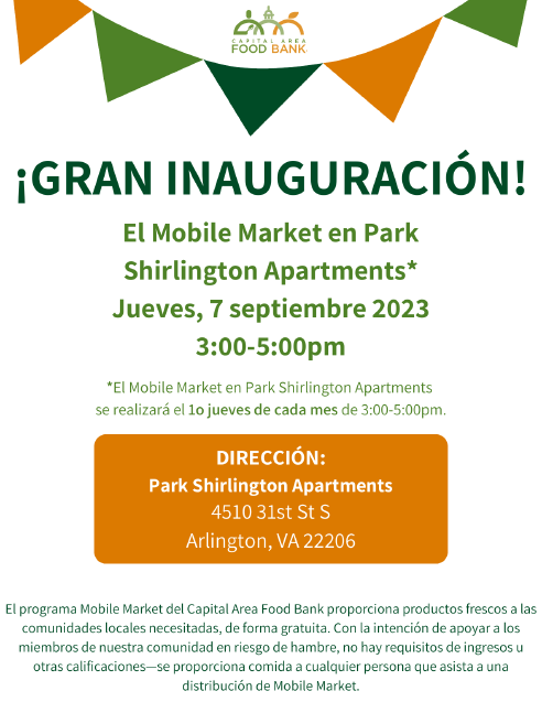 Food distribution flyer in Spanish