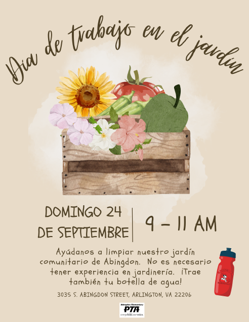 Garden workday flyer in Spanish
