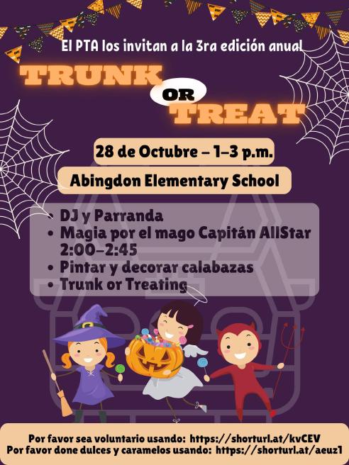 Trunk or Treat flyer in Spanish