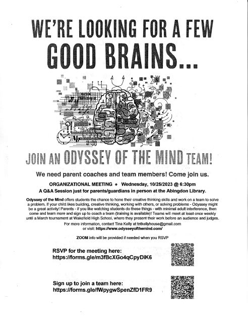 Odyssey of the Mind flyer in English