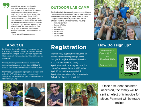 Outdoor Lab Summer Camp brochure in English