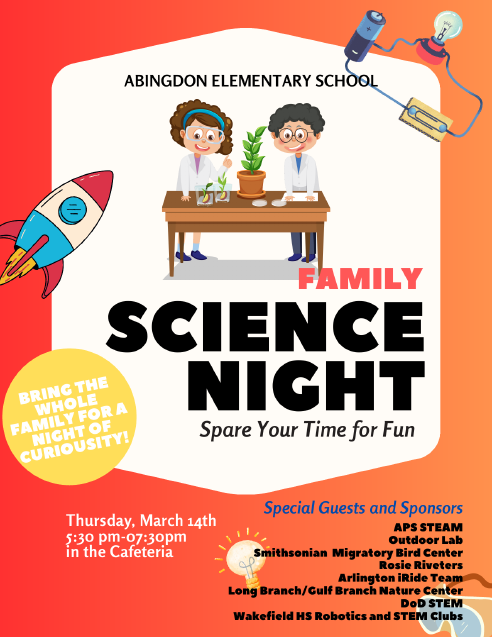 Family Science Night flyer in English