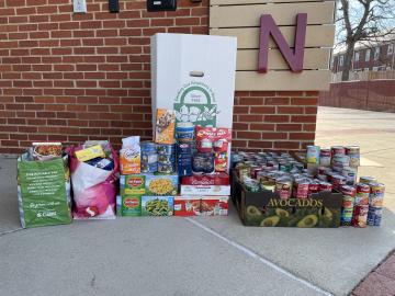 249 cans and 65 dry goods in front of Abingdon that were collected by the PTA and donated to AFAC