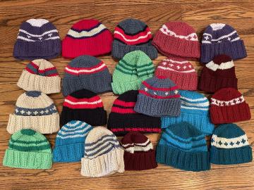 Donated, knitted hats