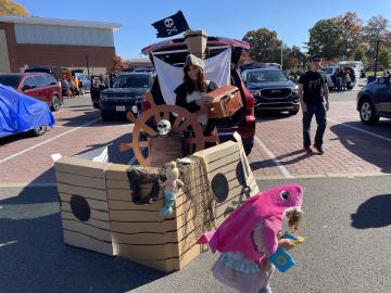 Pirate ship and shark at Trunk or Treat