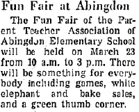 A newspaper or document excerpt describing an event in Abingdon's history.