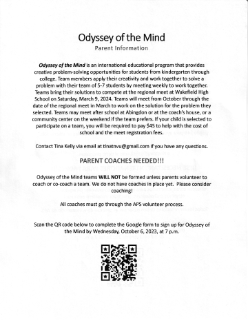 Odyssey of the Mind flyer